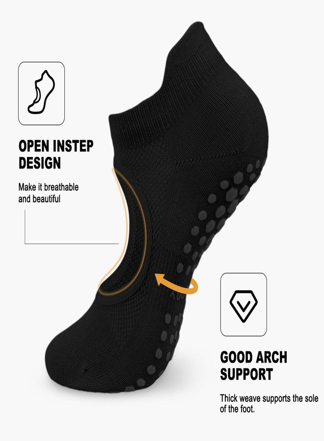 BLONGW 5 Pairs Non Slip Pilates Socks with Grips for Women, Grip Socks for Yoga Ballet Barefoot Workout Anti Skid Athletic Socks - Image 5